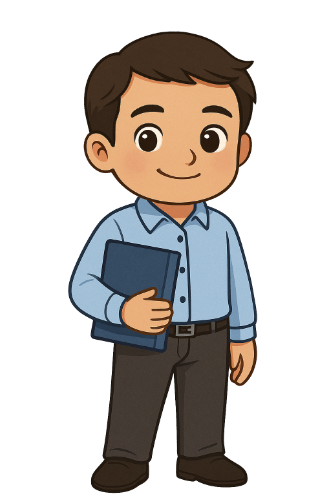 Illustration von Pflegedienst Florence: Neus Teammitglied mit Bewerbungsmappe – Jobs in der Pflege in Offenbach